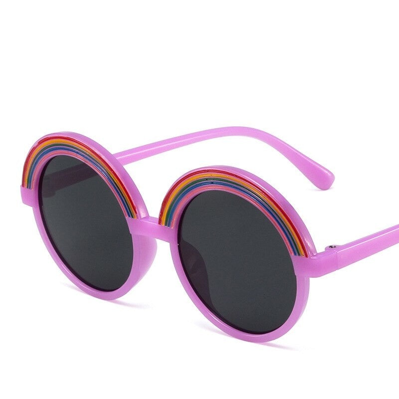 Rainbow Shape Round Sunglasses - Purple / One Size