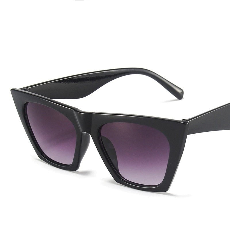 Gradient Cat Eye Sunglasses - Black-Double-Gray / One Size