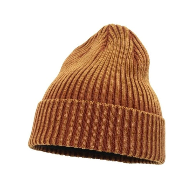 Gradient Color Winter Soft Knitted Beanie - Light Brown /