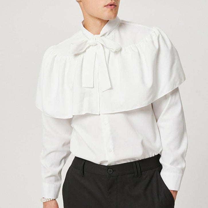Stylish Long Sleeved Shirt With Ruffles - Shirts