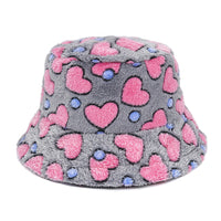 Thumbnail for Colorful Faux Fur Bucket Hat - Gray-Pink / M 56-58cm