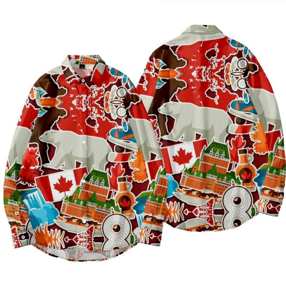 Canadian Polar Bear Long Sleeve Shirt - Red / XS