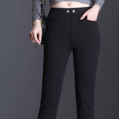 Black Velvet High Waist Warm Leggings - S - Pants