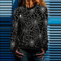 Thumbnail for Halloween Print Long Sleeve Sweatshirt - Black / S -