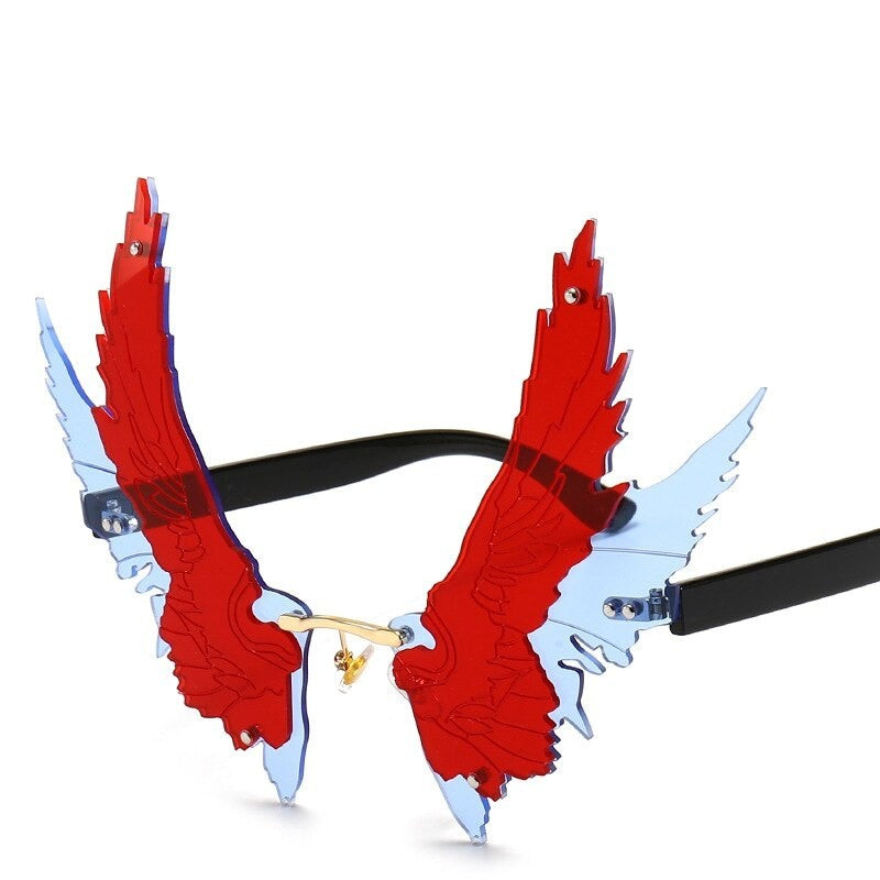 Unique Oversized Butterfly Wing Shape Sunglasses - Red-Blue