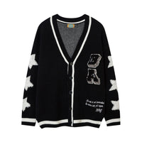 Thumbnail for Cardigan College Knitted Sweater - Black / S