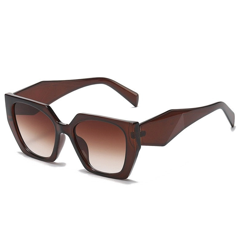 Square Polygonal Sunglasses - Brown / One Size