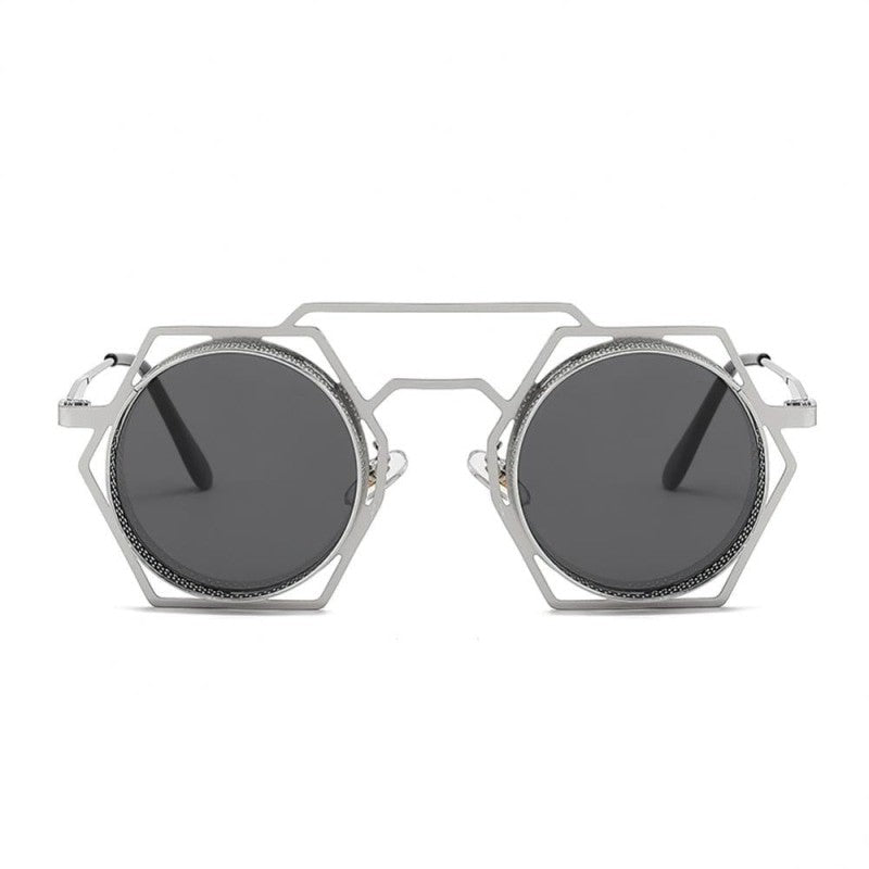 Round Sunglasses With Polygonal Base