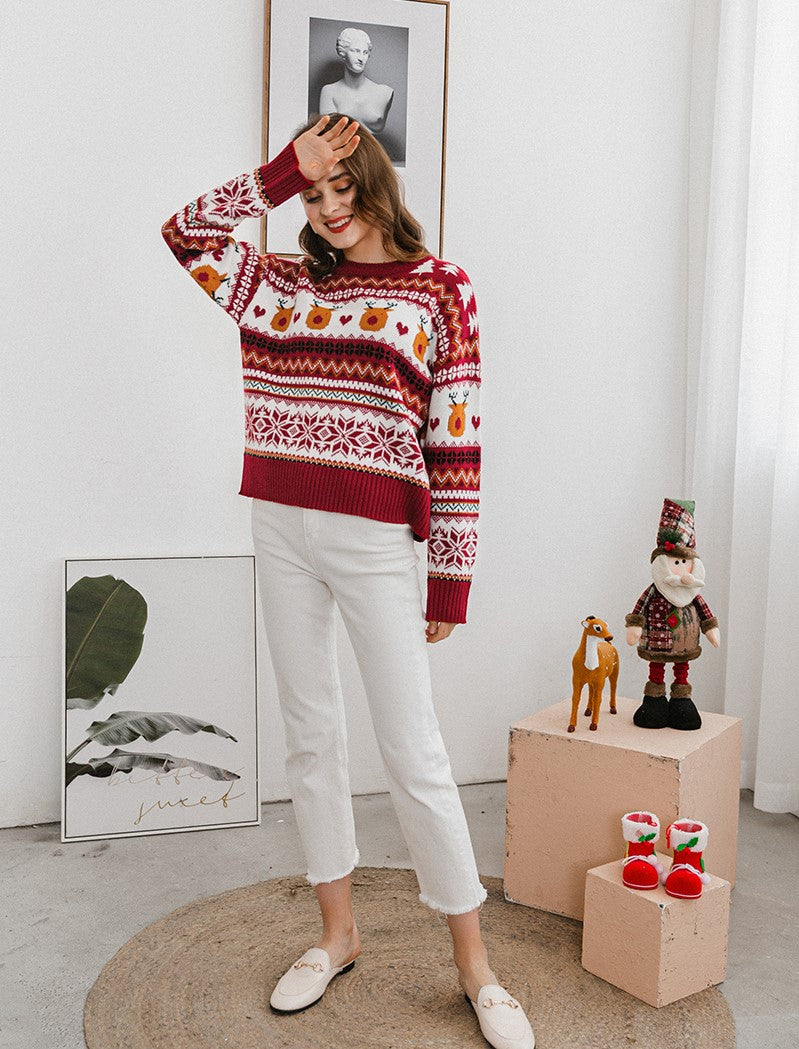Simple Reindeer Christmas Knitted Sweater