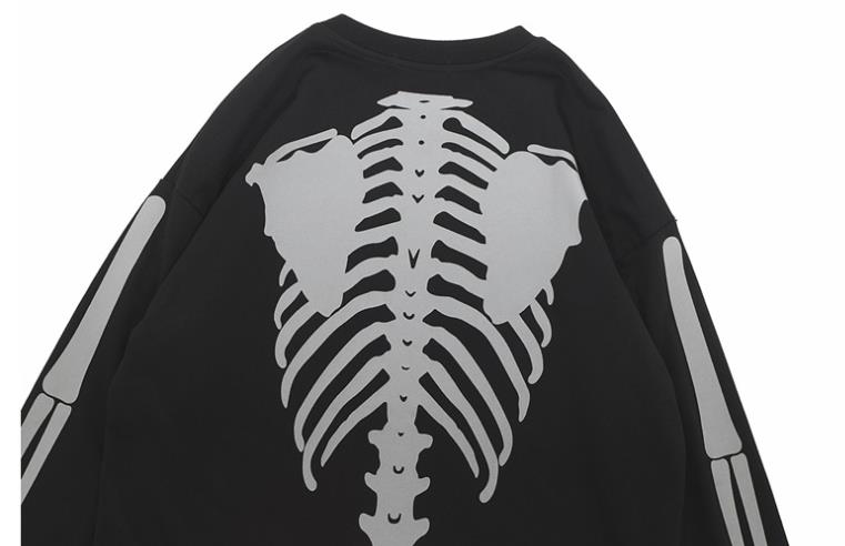 Glow Skeleton Bone Print Sweatshirt - SWEATSHIRT
