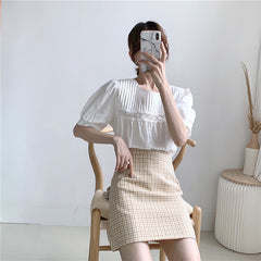 Plaid Korean A-line Short Skirt