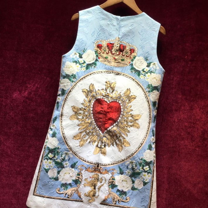 Heart and Crown Sleeveless Short Dress