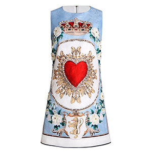 Heart and Crown Sleeveless Short Dress - S
