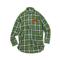 Thumbnail for Oversize Asymmetric Plaid Shirt - Green / S