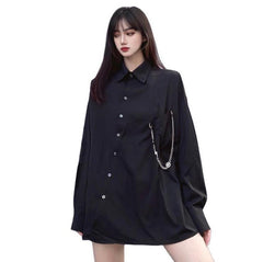 Black Gothic Long Sleeve Loose Shirt - One Size - Shirts