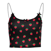Thumbnail for Sweet Strawberry Crop Top - Black / S