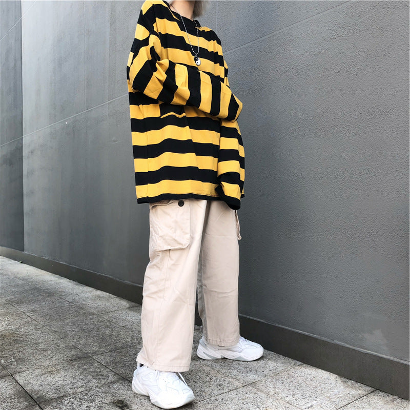 Colorful Stripes Korean Styles Sweatshirt - Sweatshirts