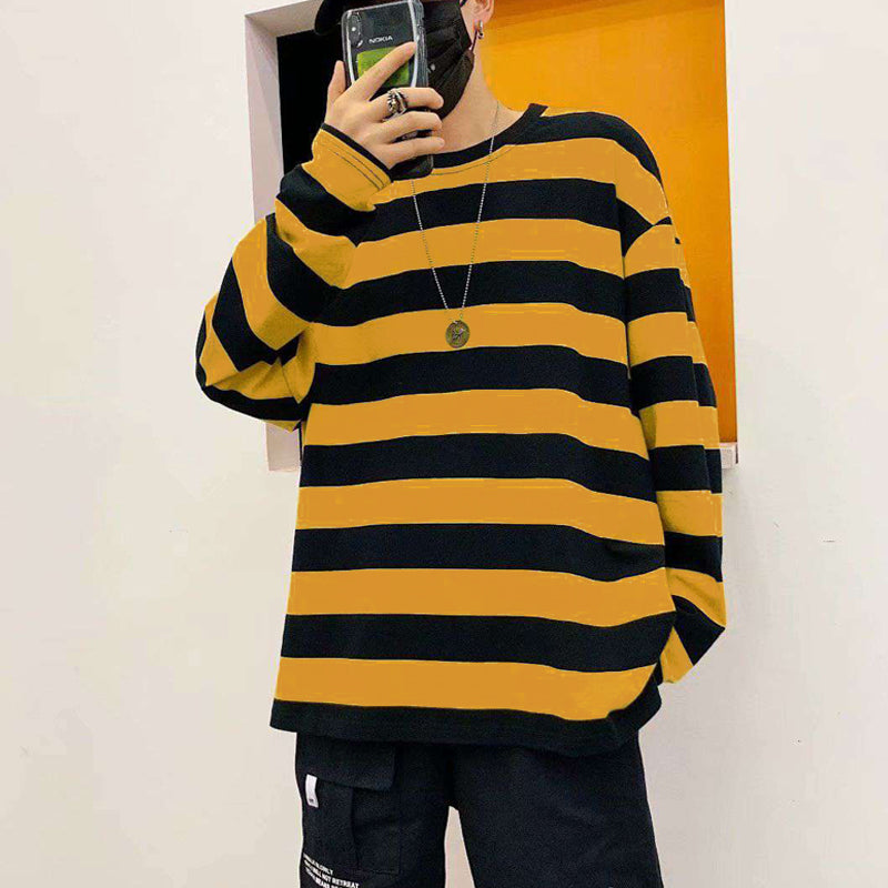 Colorful Stripes Korean Styles Sweatshirt - Yellow / M -