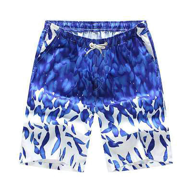 Leaves Waterproof Beach Shorts - Blue / M