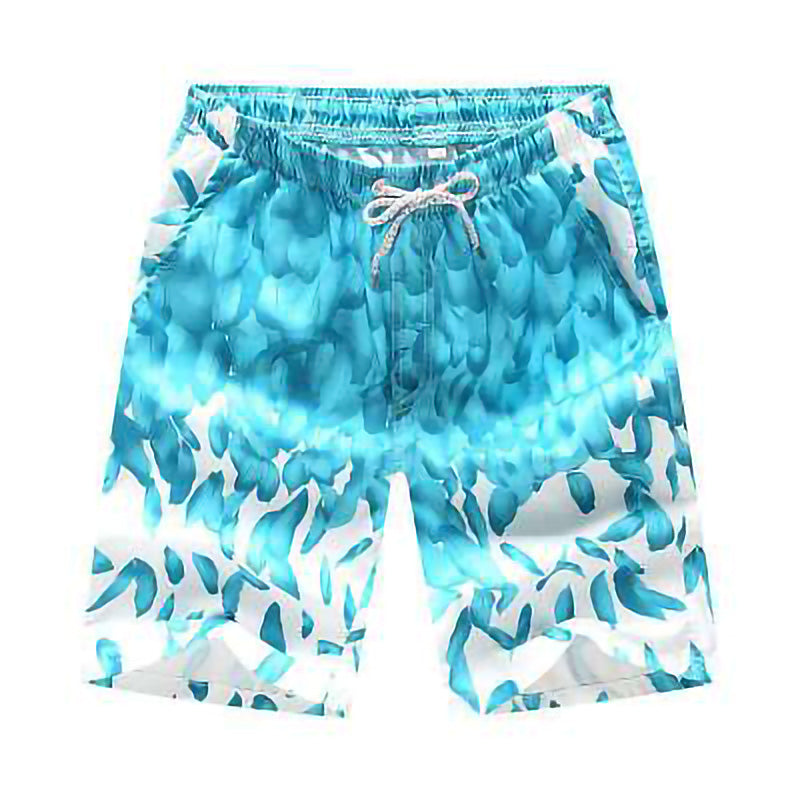 Leaves Waterproof Beach Shorts - Turquoise / M