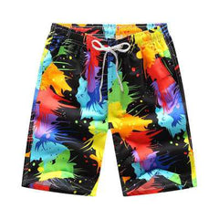 Graffiti Colorful Beach Shorts - Black / M