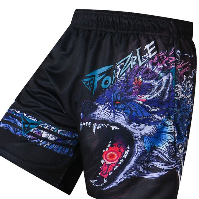 Japanese Dragon and Art Beach Shorts - Wolf / M