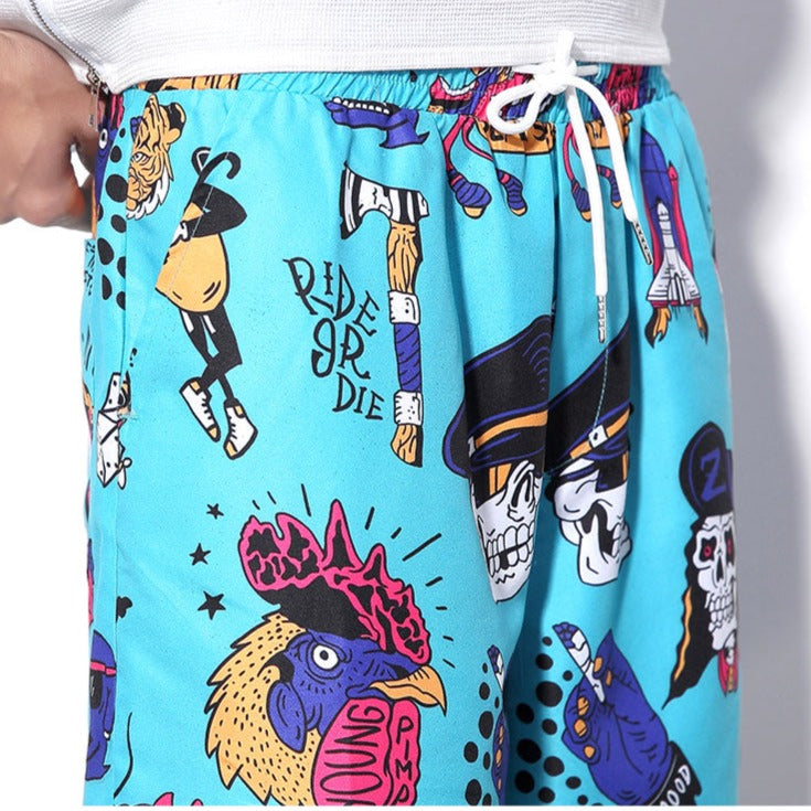 Retro Punk Waterproof Beach Shorts - Short Pants