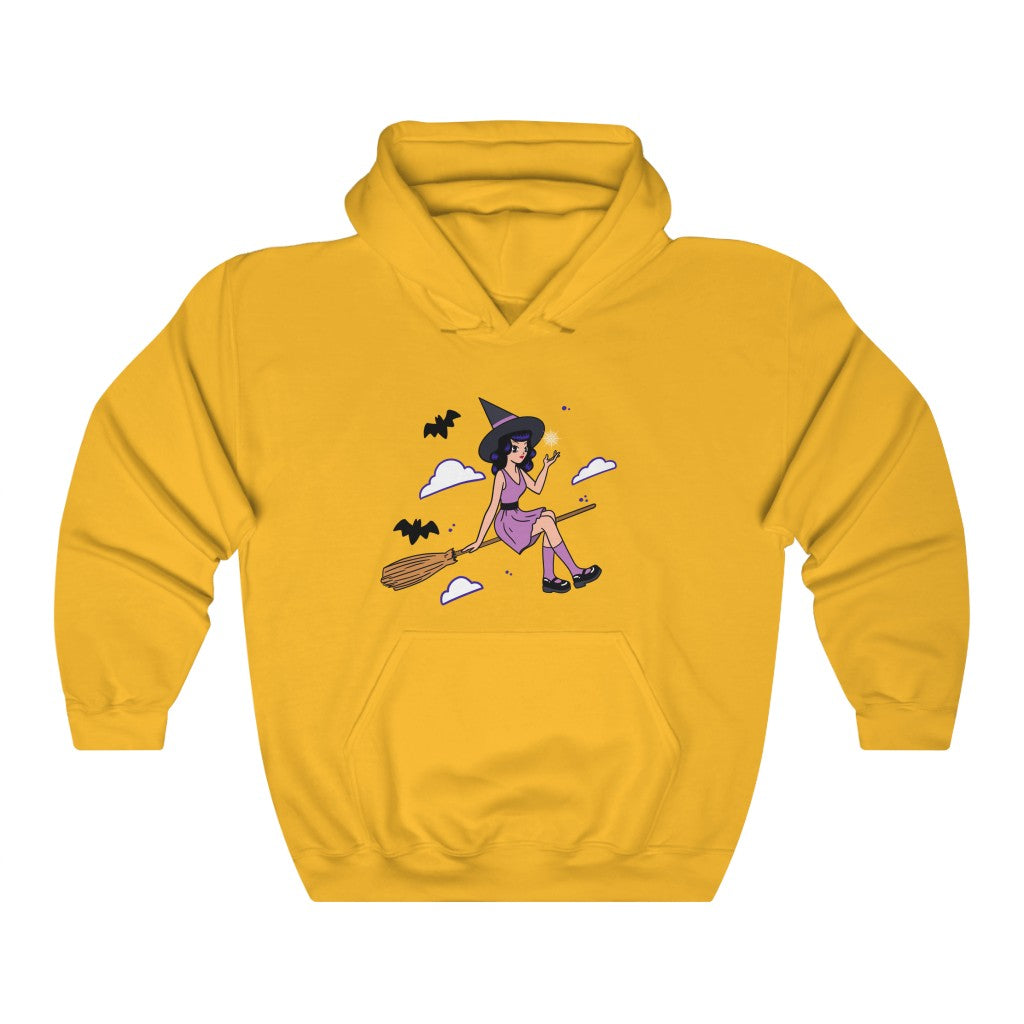 Witch In Broom Hoodie - Gold / S