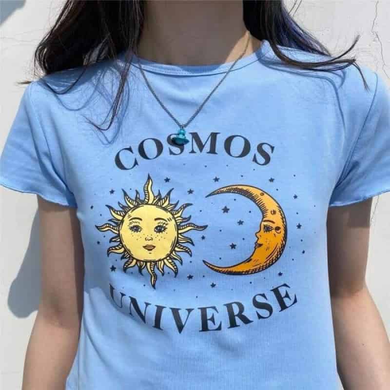 Cosmos Universe Short-Sleeved Crop Top - T-Shirt