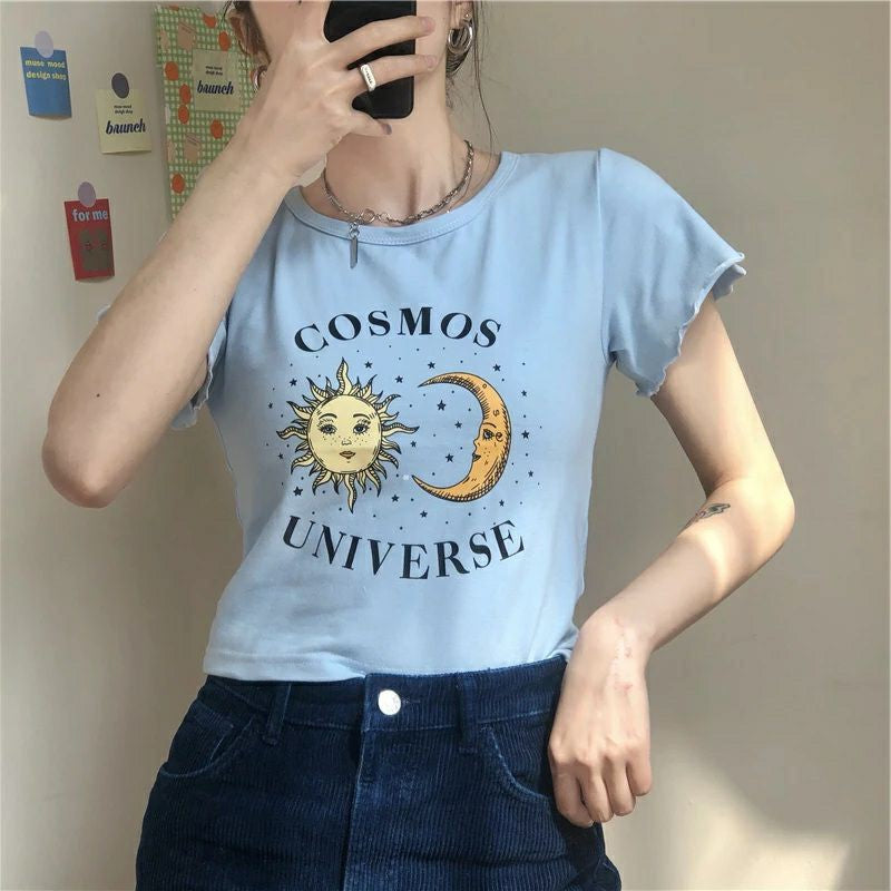 Cosmos Universe Short-Sleeved Crop Top - T-Shirt