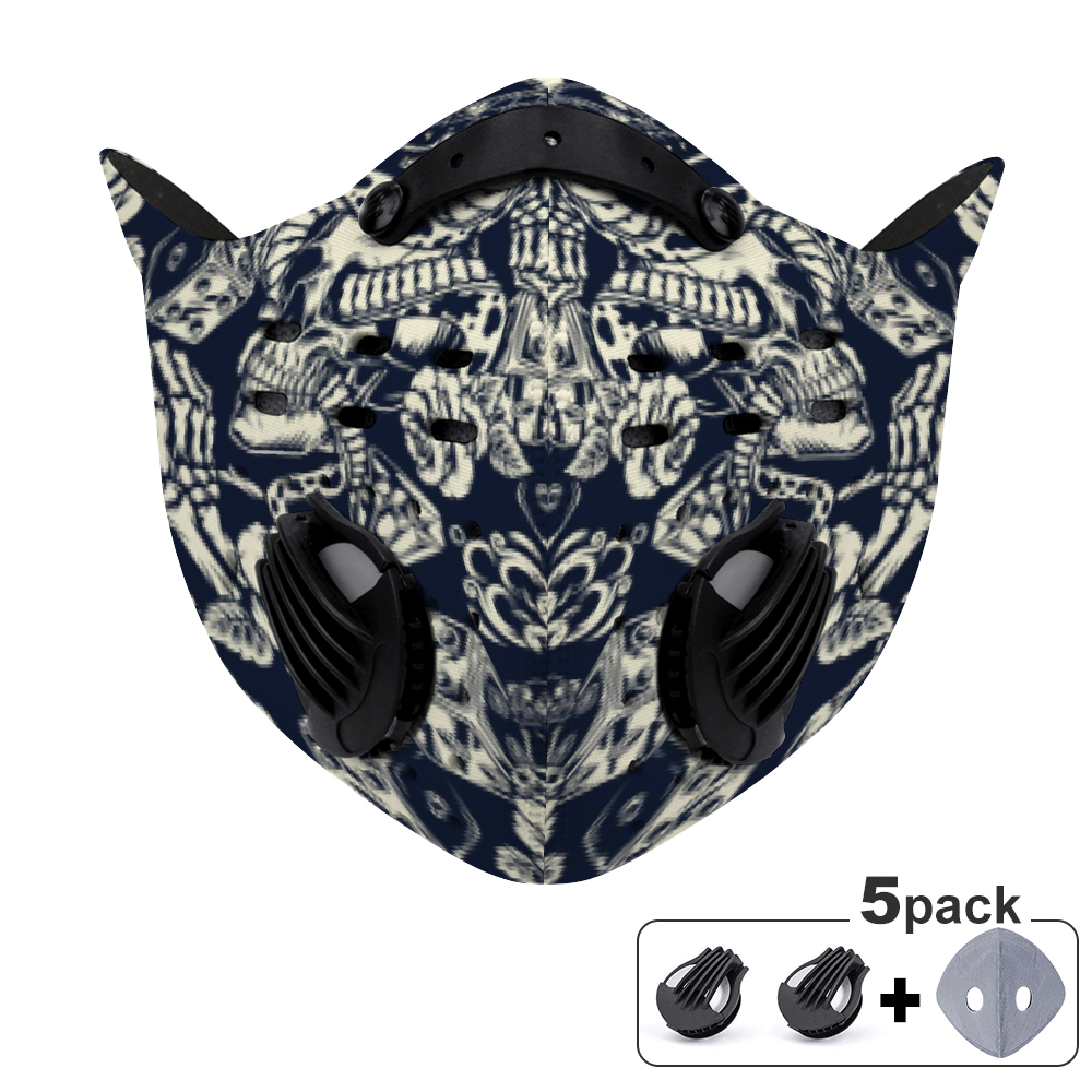 Skull Ear hook Riding Face mask - with 5 filter