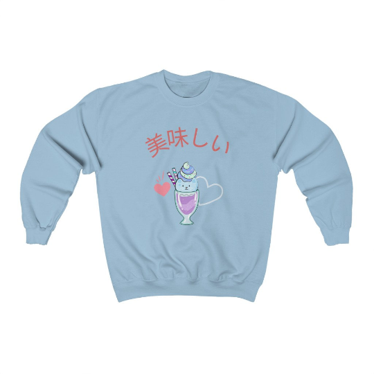 Kawaii Ice Cream Crewneck Sweatshirt - Light Blue / S -