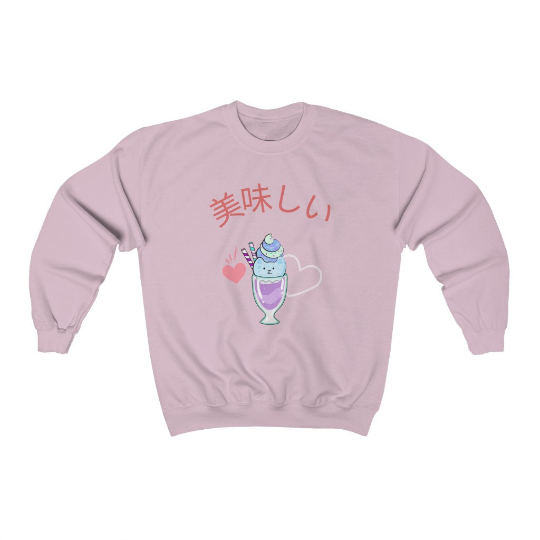 Kawaii Ice Cream Crewneck Sweatshirt - Light Pink / L -