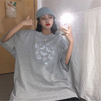 Thumbnail for White Butterfly Oversize T-shirt - Grey / M - T-Shirt