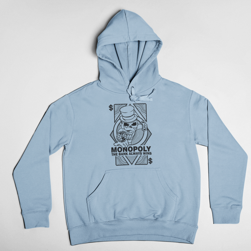 Monopoly The Bank Always Wins Hoodie - Light Blue / S -