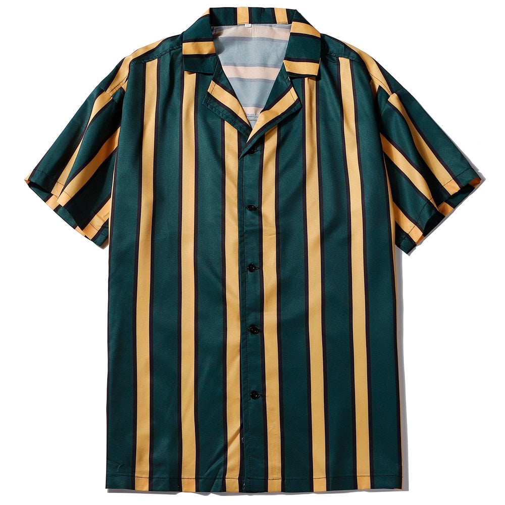 Two Colors Stripped Shirt - Green / L - Shirts