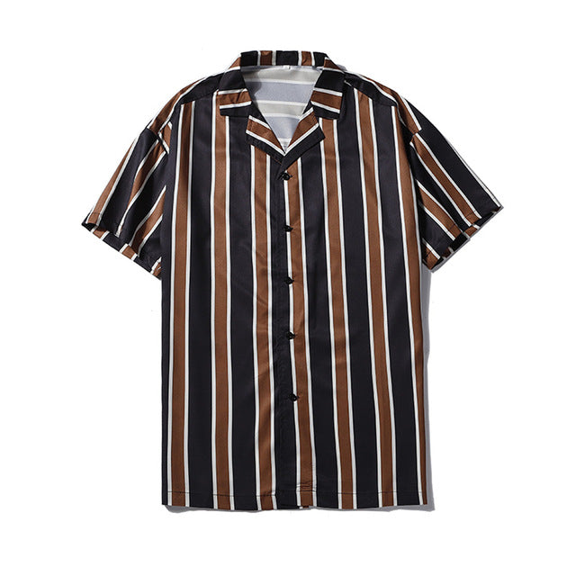 Two Colors Stripped Shirt - Brown / L - Shirts