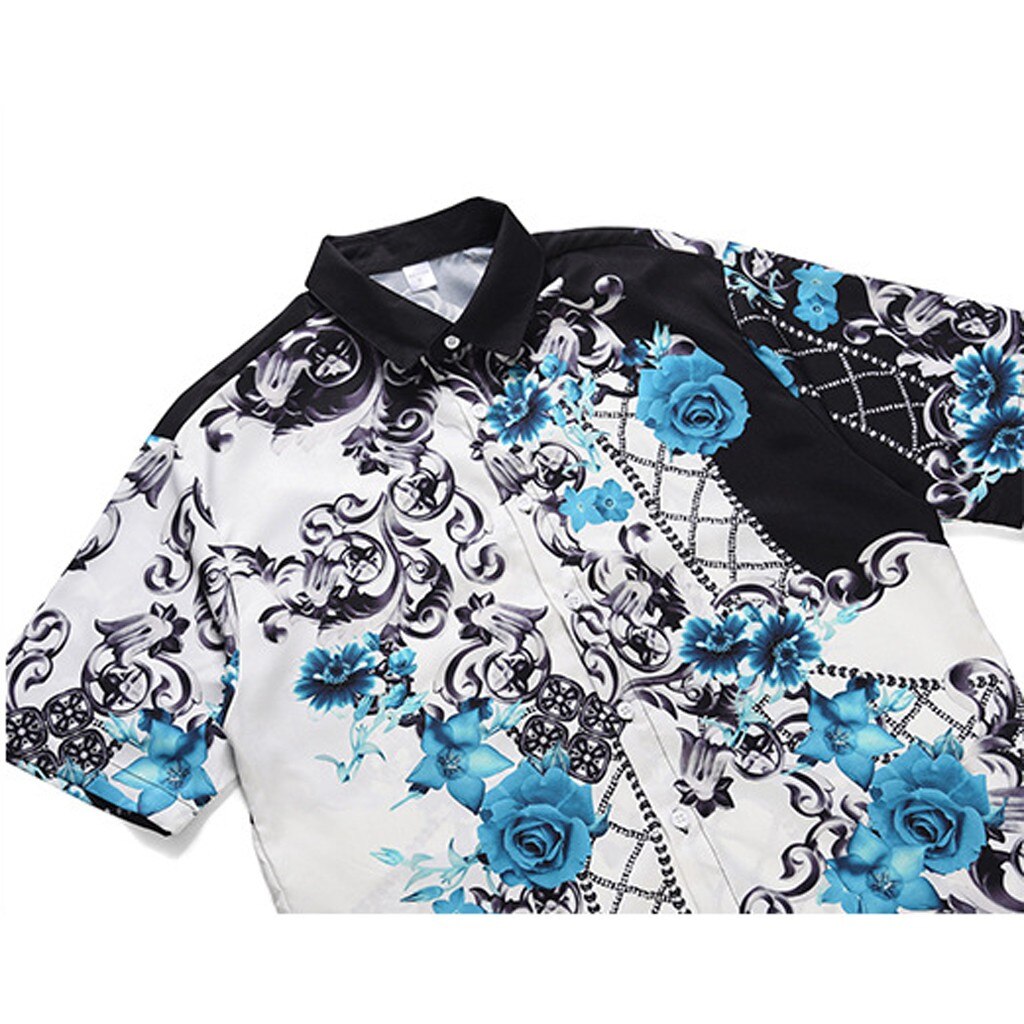 Blue Roses Clouds Buttons Shirt - Shirts
