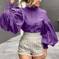 Thumbnail for Aesthetic Ruffled Solid Color Sleeve Elegant Blouses -