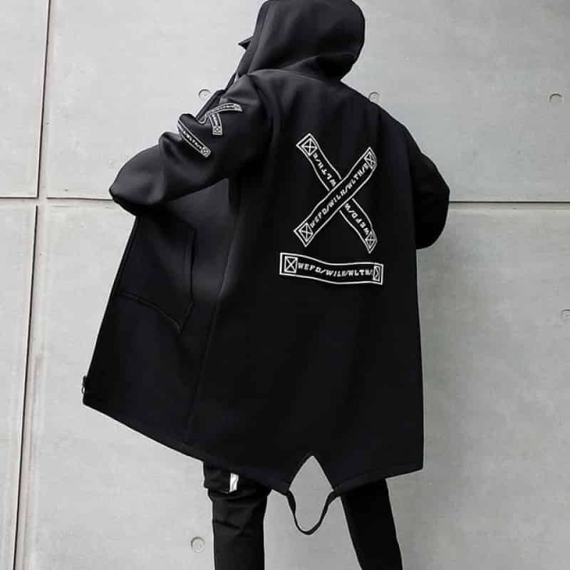 Jacket Print Windbreaker Overcoat - black / L - Jackets