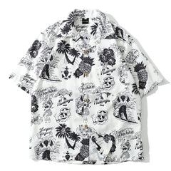 Hawaii Beach Cococnut Palm Shirt - White / L - Shirts