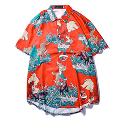 Ukiyo-E Japanese Style Shirt - Orange / L - Shirts