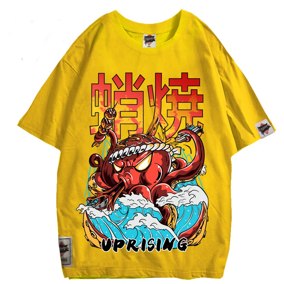 Harajuku Octopus Oversized T-Shirt - yellow / M